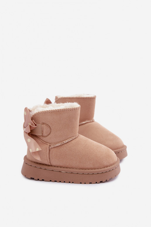 Kinder-Schneestiefel mit Schleifen in sandfarbener Farbe Įjungtavelle