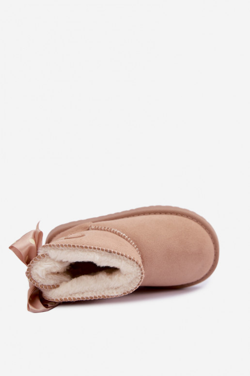 Kinder-Schneestiefel mit Schleifen in sandfarbener Farbe Įjungtavelle