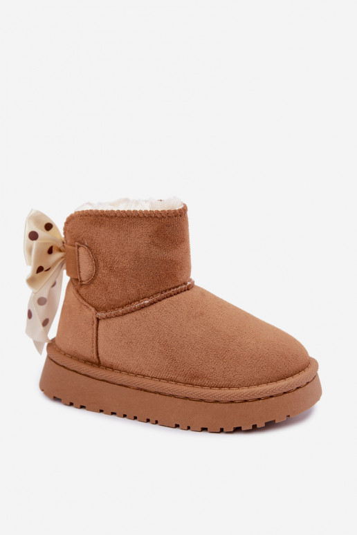 Kinder-Schneestiefel mit Schleifen in brauner Farbe Įjungtavelle
