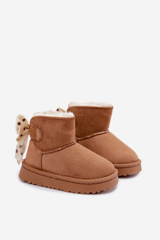 Kinder-Schneestiefel mit Schleifen in brauner Farbe Įjungtavelle