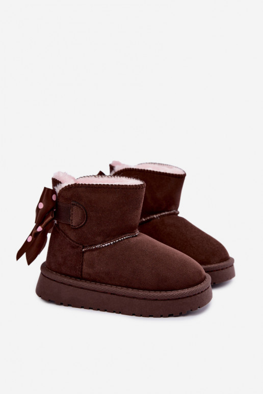 Kinder-Schneestiefel mit Schleifen in Schokoladenfarbe Įjungtavelle