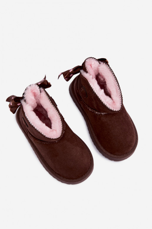 Kinder-Schneestiefel mit Schleifen in Schokoladenfarbe Įjungtavelle