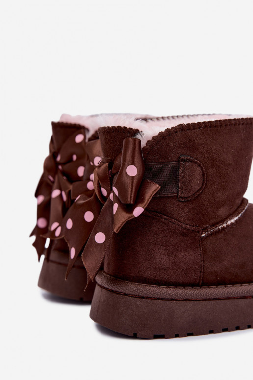 Kinder-Schneestiefel mit Schleifen in Schokoladenfarbe Įjungtavelle