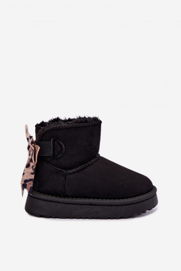 Kinder schwarze Schneestiefel mit Schleifen Velle 2