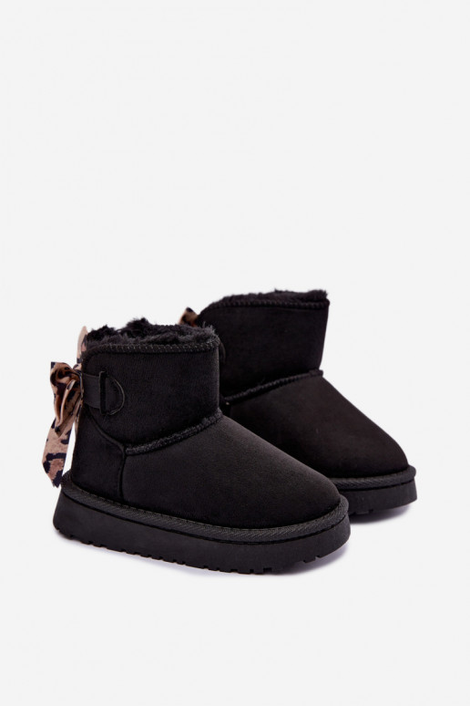Kinder schwarze Schneestiefel mit Schleifen Velle