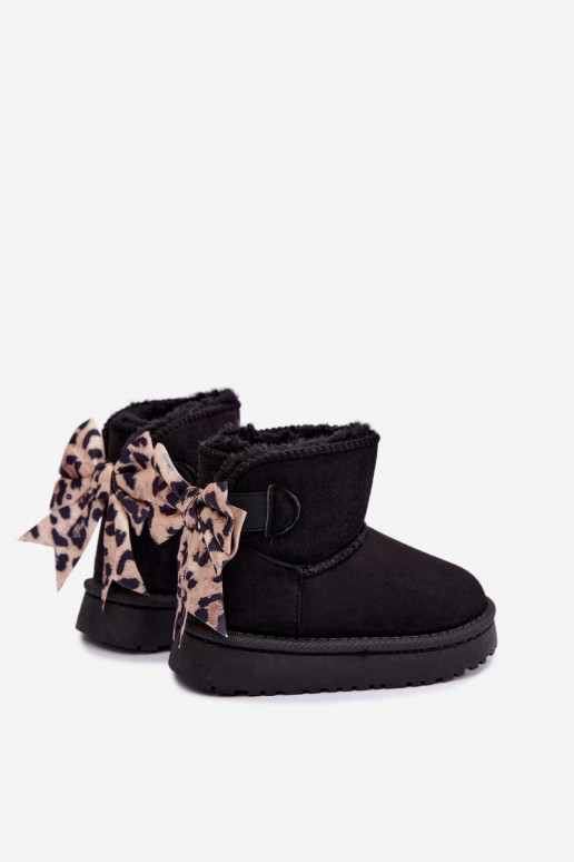 Kinder schwarze Schneestiefel mit Schleifen Velle