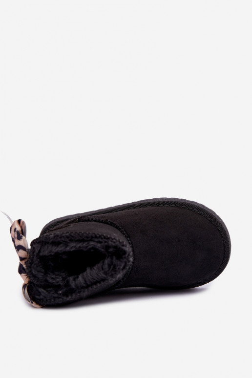 Kinder schwarze Schneestiefel mit Schleifen Velle
