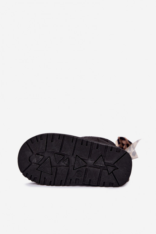 Kinder schwarze Schneestiefel mit Schleifen Velle