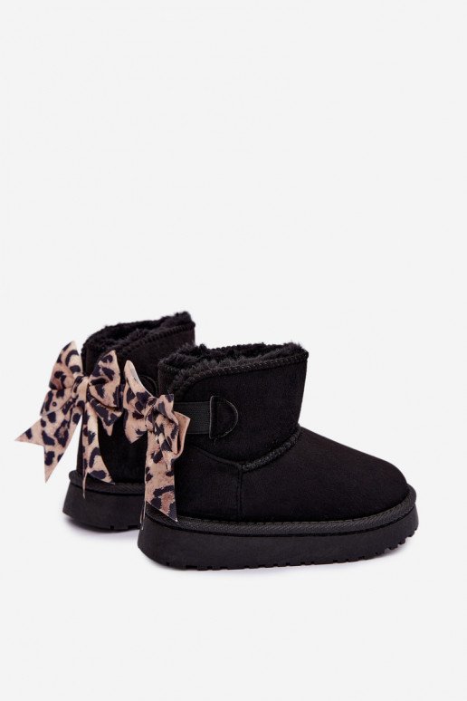 Kinder schwarze Schneestiefel mit Schleifen Velle