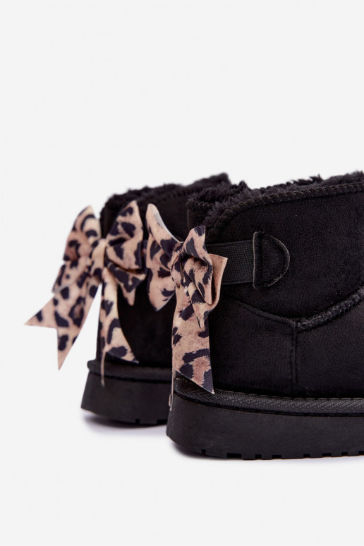 Kinder schwarze Schneestiefel mit Schleifen Velle