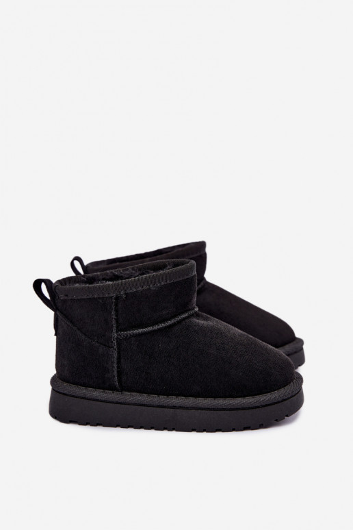 Kinder schwarze gefütterte Schneestiefel mit Fell innen Mireya