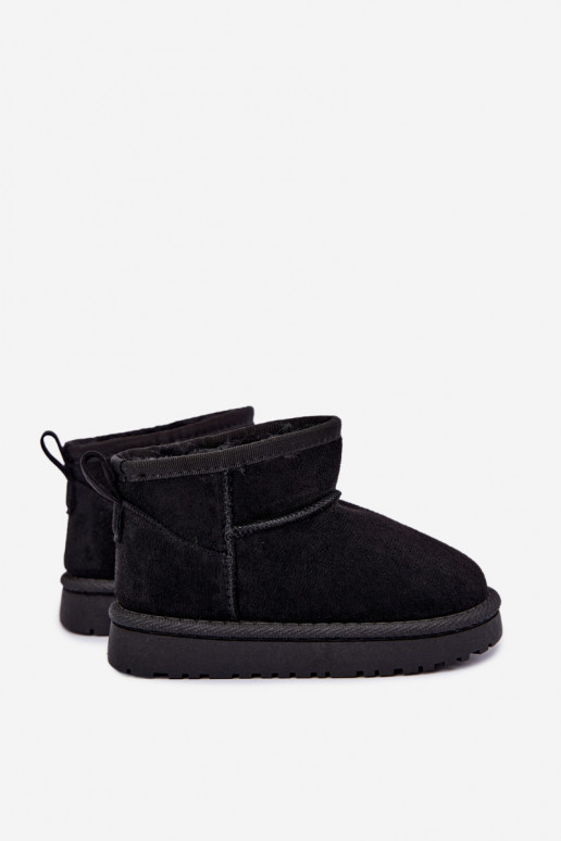 Kinder schwarze gefütterte Schneestiefel mit Fell innen Mireya
