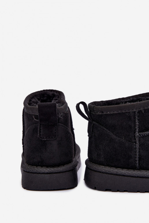 Kinder schwarze gefütterte Schneestiefel mit Fell innen Mireya