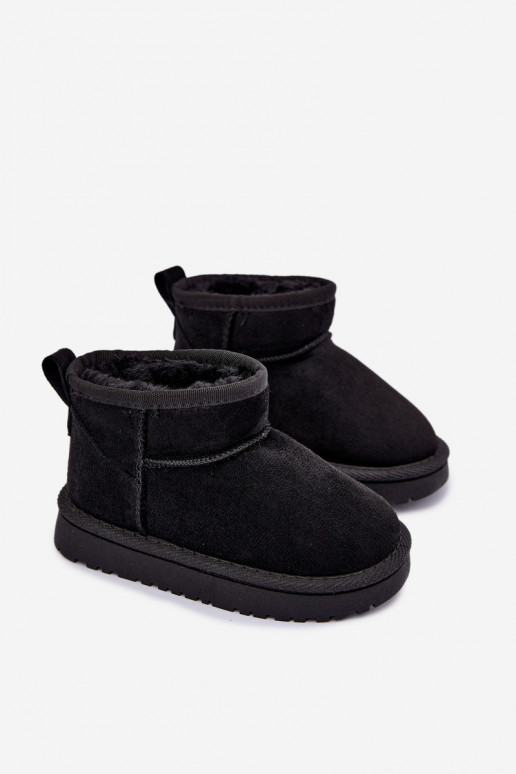 Kinder schwarze gefütterte Schneestiefel mit Fell innen Mireya