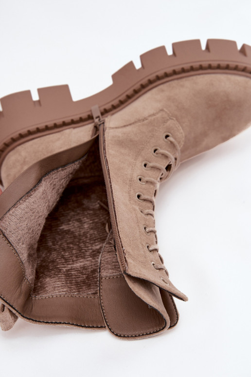 Beige gefütterte Stiefeletten mit Ornamenten Melisse