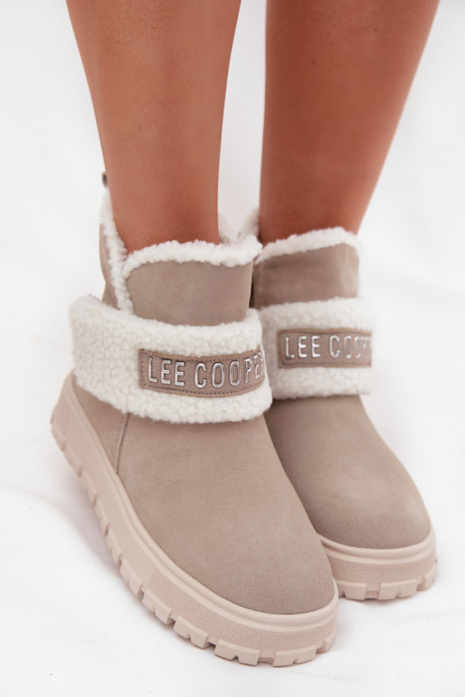 Graue Damen gefütterte Stiefeletten aus Kunstveloursleder Lee Cooper LCJ-25-01-3739
