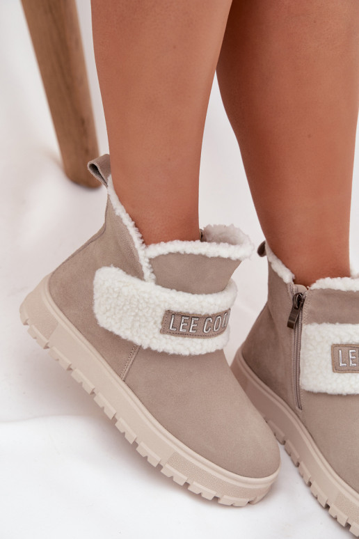 Graue Damen gefütterte Stiefeletten aus Kunstveloursleder Lee Cooper LCJ-25-01-3739