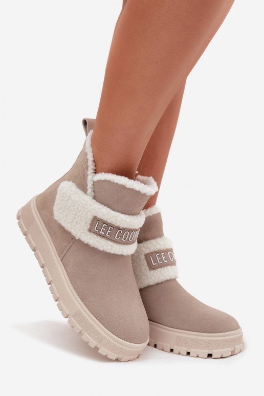 Graue Damen gefütterte Stiefeletten aus Kunstveloursleder Lee Cooper LCJ-25-01-3739