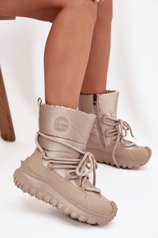 Beige und goldene Schneestiefel mit Plattform Lee Cooper LCJ-25-12-3663