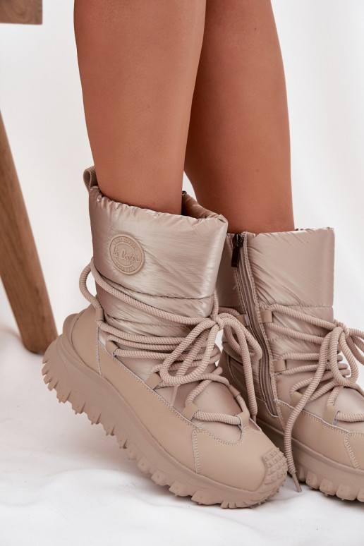 Beige und goldene Schneestiefel mit Plattform Lee Cooper LCJ-25-12-3663