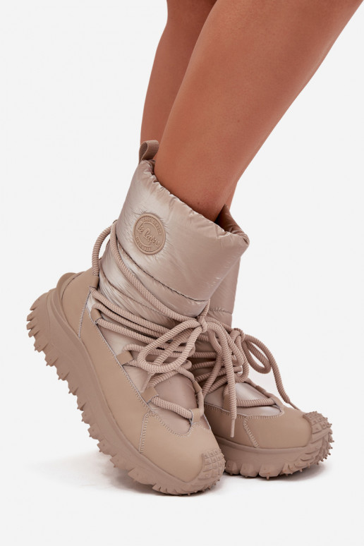 Beige und goldene Schneestiefel mit Plattform Lee Cooper LCJ-25-12-3663