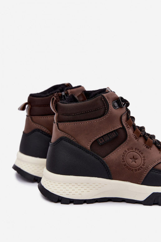 Dunkelbraune gefütterte Kinderstiefel Big Star UU374003