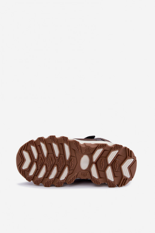 Dunkelbraune gefütterte Kinderstiefel mit Klettverschluss Big Star UU374006