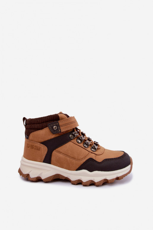 Braune gefütterte Kinderstiefel mit Klettverschluss Big Star UU374005