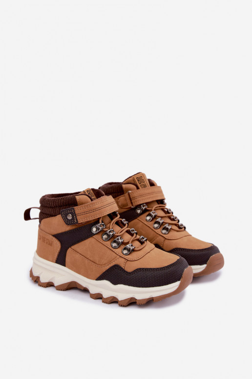 Braune gefütterte Kinderstiefel mit Klettverschluss Big Star UU374005