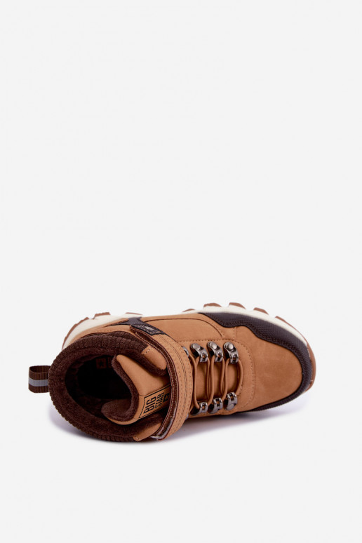 Braune gefütterte Kinderstiefel mit Klettverschluss Big Star UU374005