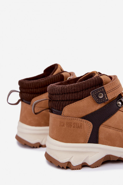 Braune gefütterte Kinderstiefel mit Klettverschluss Big Star UU374005