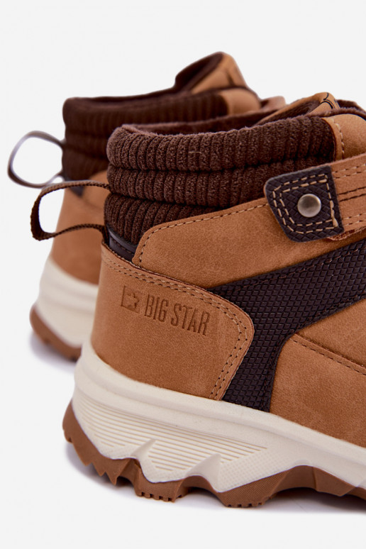 Braune gefütterte Kinderstiefel mit Klettverschluss Big Star UU374005