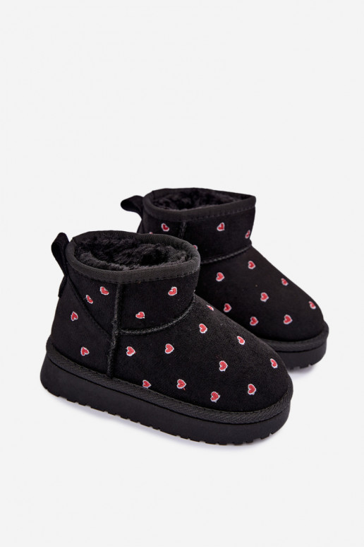 Kinder Schneestiefel mit Herzen in Schwarz Gracina