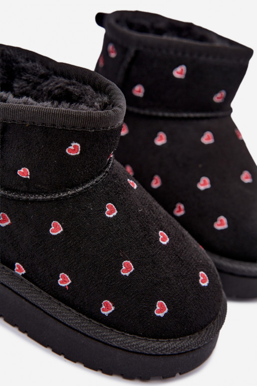 Kinder Schneestiefel mit Herzen in Schwarz Gracina