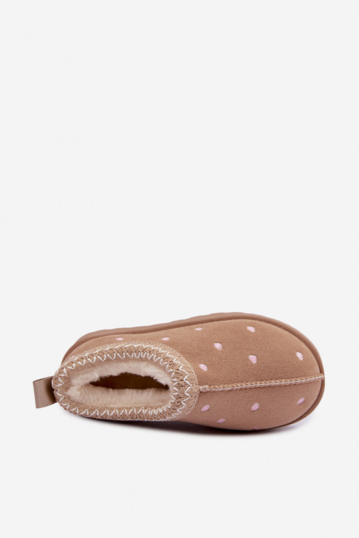 Kinder-Schneestiefel mit Herzen, mit Fell gefüttert, sandfarben Palina