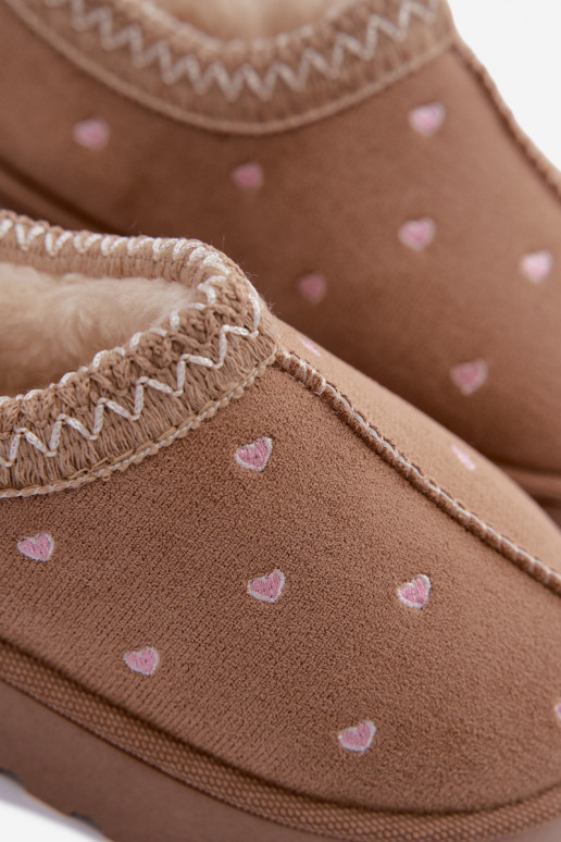 Kinder-Schneestiefel mit Herzen, mit Fell gefüttert, sandfarben Palina