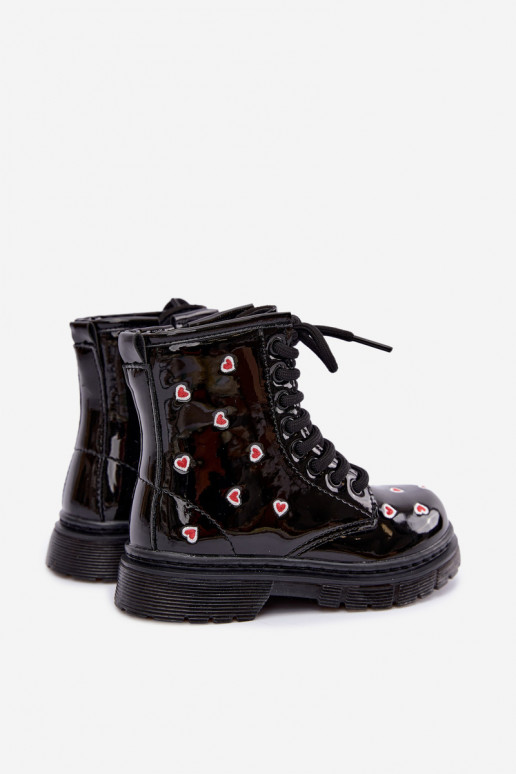 Kinder-Stiefeletten mit Lackeffekt, gefüttert, mit Herzen Selmora