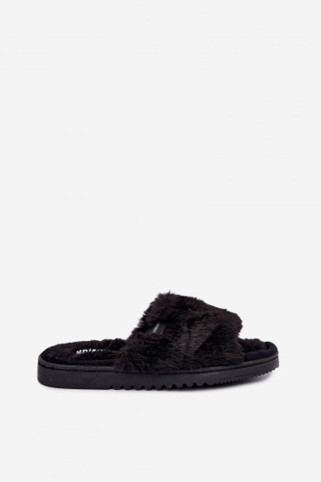 Damen Hausschuhe mit Fell in Schwarz Loraline 2