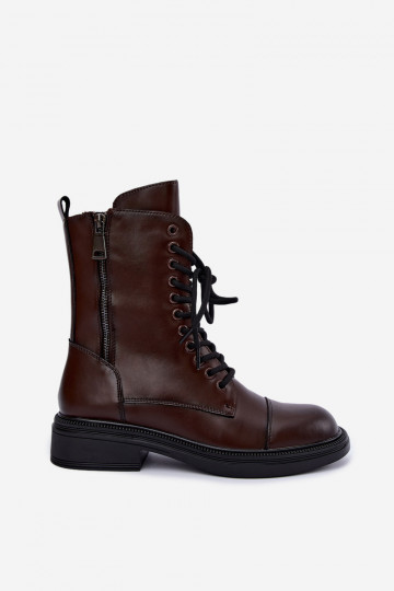 isolierte Stiefeletten aus schokoladenbraunem Kunstleder Vinceza 86443 2