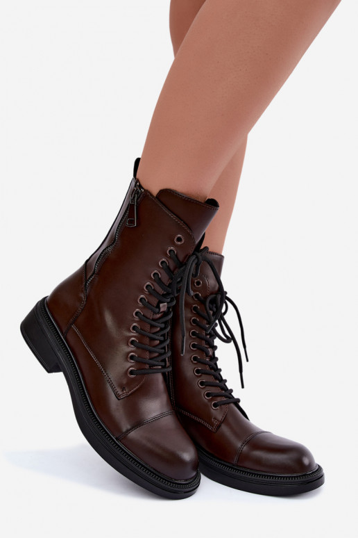 isolierte Stiefeletten aus schokoladenbraunem Kunstleder Vinceza 86443