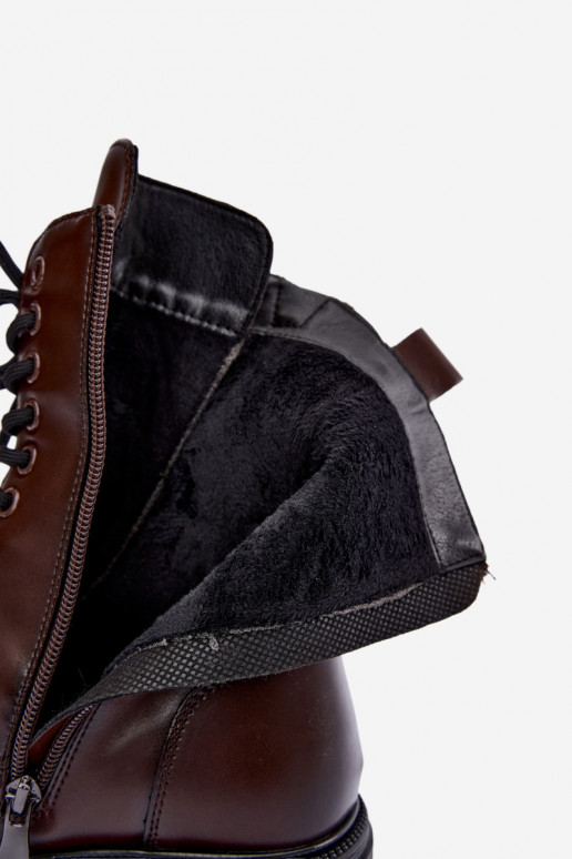 isolierte Stiefeletten aus schokoladenbraunem Kunstleder Vinceza 86443