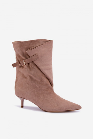 Stiefel Auf niedrigem Absatz mit Schnallen Beige Canelisse