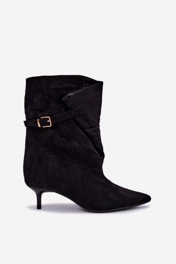 Niedrigabsatz-Stiefeletten mit Schnallen in schwarzer Canelisse 2