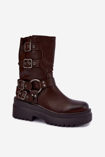 sich Zuarm laufen Stiefel mit einer Plattform mit Schnallen CzekoladoZue Gilmora