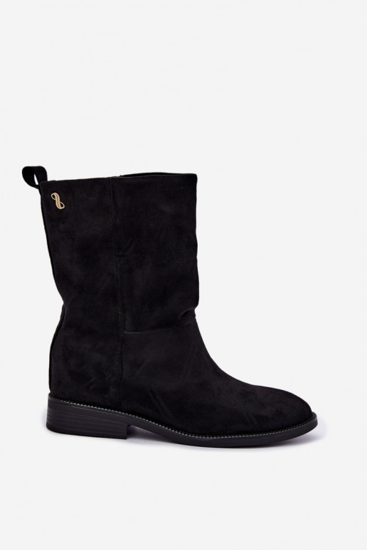 Warmen Stiefeletten mit breiten Absätzen in schwarzer Peronne