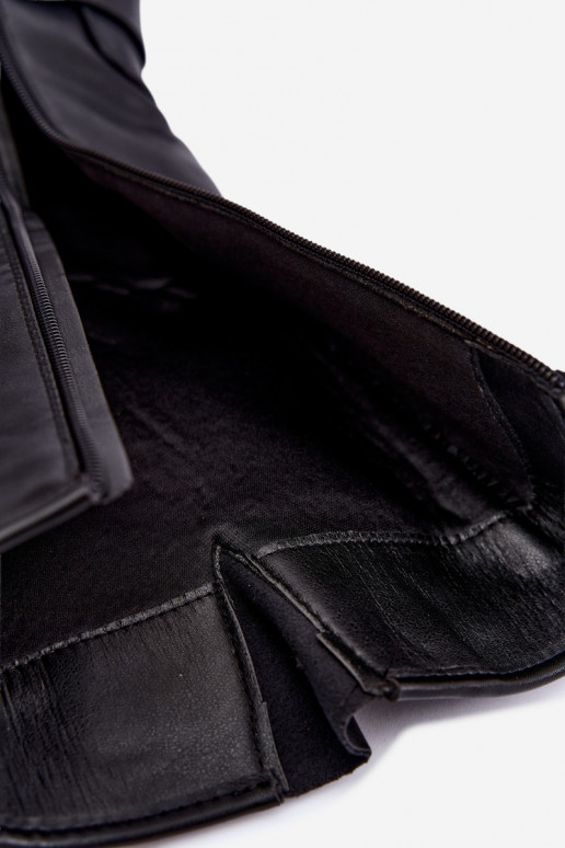 Knöchelhohe Cowboy-Stiefel mit Absatz und Schnallen aus schwarzem Kunstleder Fivelle