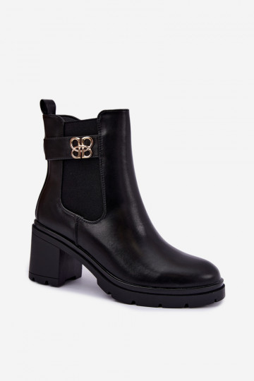 sich Zuarm laufen stylische Stiefel KlockeDekoracyjnym Streifenem schZuarze Farbe Irelina