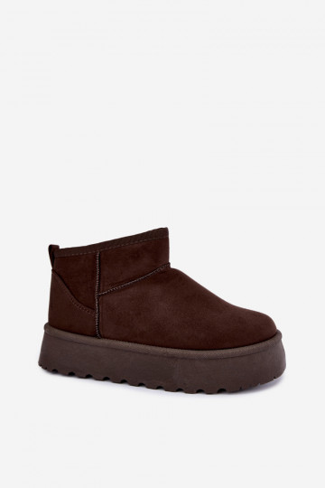 Schneestiefel aus Kunstveloursleder mit Plattform in dunkelbrauner Farbe Corcoran