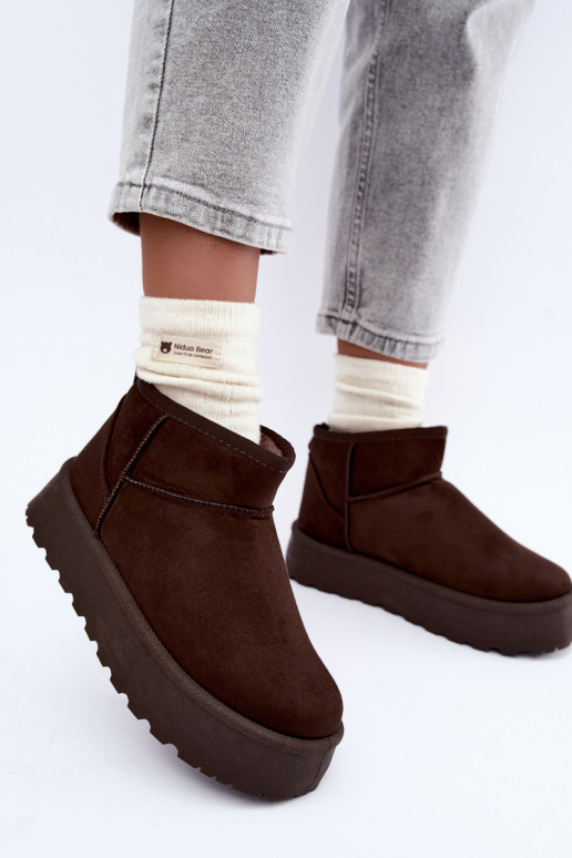 Schneestiefel aus Kunstveloursleder mit Plattform in dunkelbrauner Farbe Corcoran