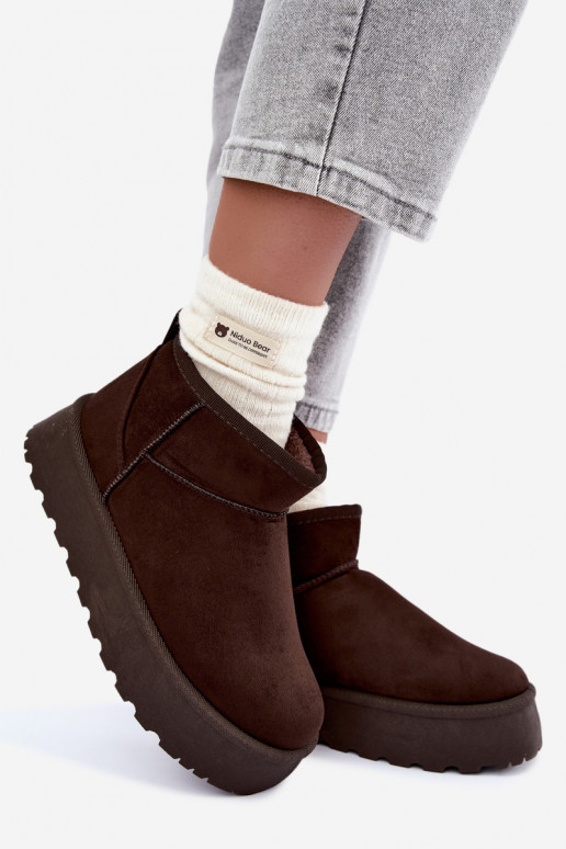 Schneestiefel aus Kunstveloursleder mit Plattform in dunkelbrauner Farbe Corcoran